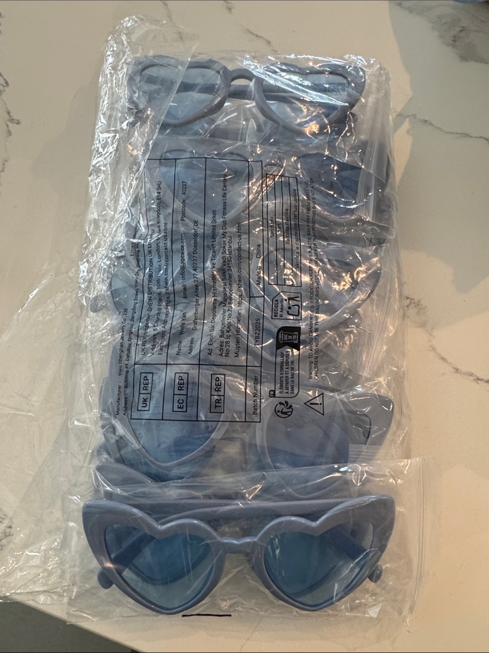 Bachelorette party Blue Heart-Shaped Sunglasses - set of 11